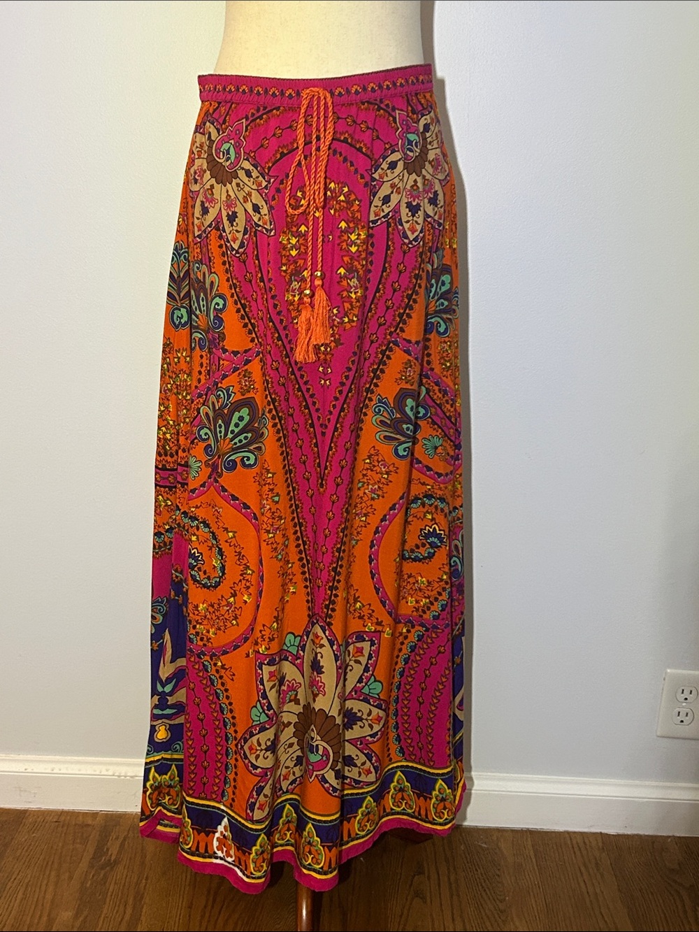 Soft Surroundings Maxi Skirt XS Boho Lagenlook Artsy Vibrant Gypsy Lined